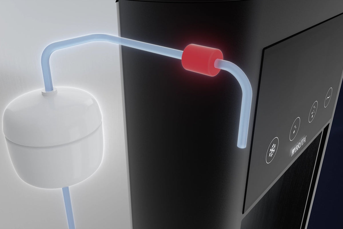 Close-up of the hygiene features of the Top Pro water dispenser